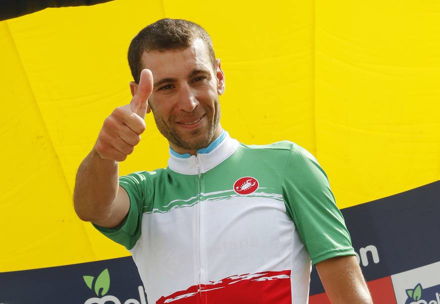 Poi  il momento del podio e della maglia tricolore che Nibali porter al Tour de France. Bettini